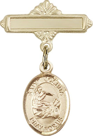 14kt Gold Filled Polished Badge Pin St. Joshua Baby Badge - Engravable