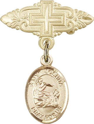14kt Gold Filled Badge Pin With Cross St. Joshua Baby Badge - Engravable