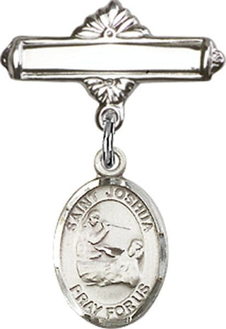 Sterling Silver Polished Badge Pin St. Joshua Baby Badge - Engravable