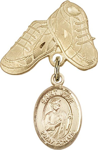 14kt Gold Filled Baby Boots St. Jude Thaddeus Baby Badge - Engravable