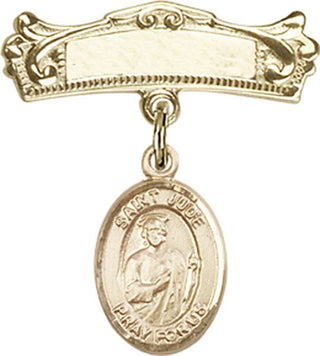 14kt Gold Badge Pin St. Jude Thaddeus Baby Badge - Engravable