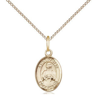 14kt Gold Saint Kateri Medal Engraved Catholic Saint Jewelry