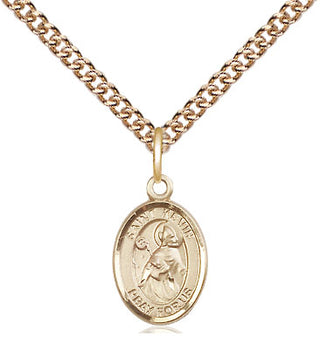 14kt Gold Saint Kevin Medal Engraved Catholic Saint Jewelry