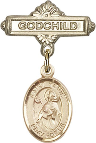 14kt Gold Godchild St. Kevin Baby Badge - Engravable