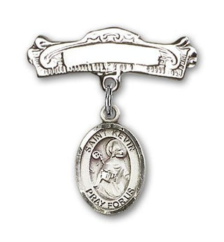 Sterling Silver Badge Pin St. Kevin Baby Badge - Engravable