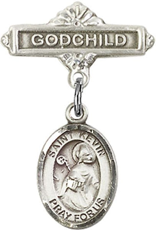 Sterling Silver Godchild St. Kevin Baby Badge - Engravable