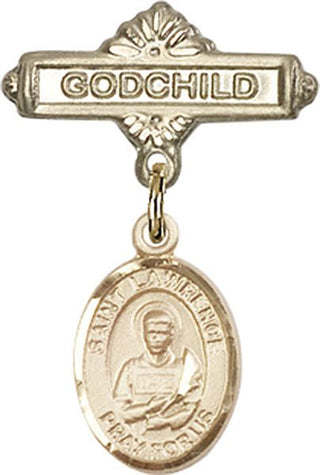 14kt Gold Godchild St. Lawrence Baby Badge - Engravable
