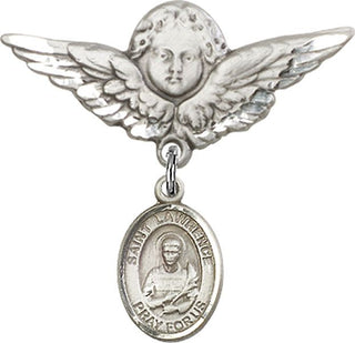 Sterling Silver Large Angel w/Wings St. Lawrence Baby Badge - Engravable