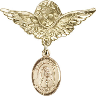 14kt Gold Filled Large Angel w/Wings St. Louise de Marillac Baby Badge - Engravable