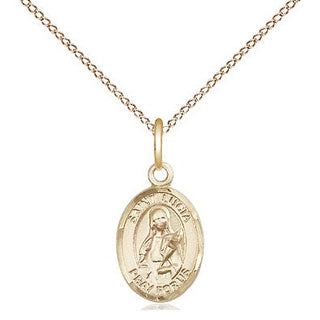14kt Gold Saint Lucia of Syracuse Medal Engraved Catholic Saint Jewelry