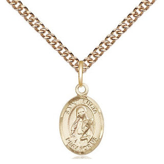 14kt Gold Saint Lucia of Syracuse Medal Engraved Catholic Saint Jewelry