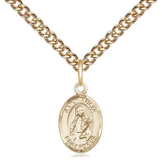 14kt Gold Saint Lucia of Syracuse Medal Engraved Catholic Saint Jewelry