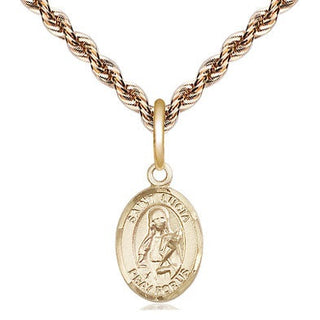 14kt Gold Saint Lucia of Syracuse Medal Engraved Catholic Saint Jewelry