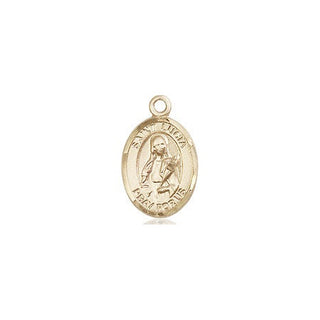 14kt Gold Saint Lucia of Syracuse Medal Engraved Catholic Saint Jewelry
