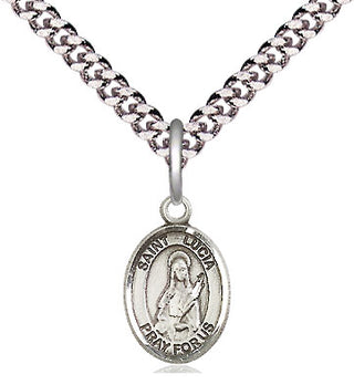 Pewter Saint Lucia of Syracuse Medal Religious and Catholic Jewelry Engraved Catholic Saint Jewelry