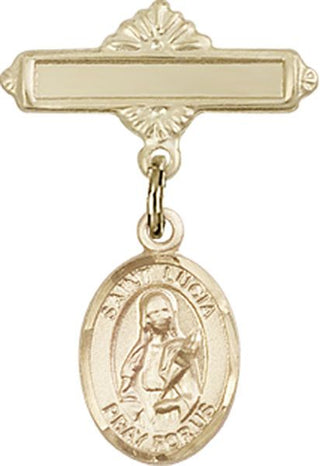 14kt Gold Filled Polished Badge Pin St. Lucia of Syracuse Baby Badge - Engravable