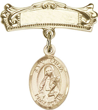 14kt Gold Filled Badge Pin St. Lucia of Syracuse Baby Badge - Engravable