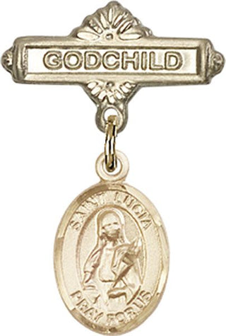 14kt Gold Filled Godchild St. Lucia of Syracuse Baby Badge - Engravable