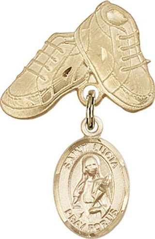 14kt Gold Filled Baby Boots St. Lucia of Syracuse Baby Badge - Engravable