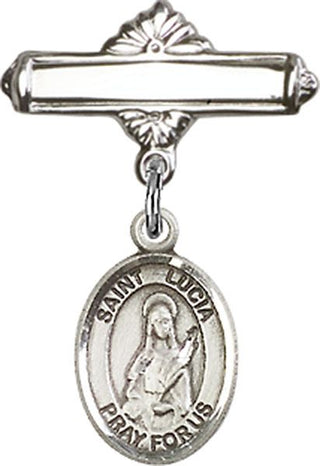 Sterling Silver Polished Badge Pin St. Lucia of Syracuse Baby Badge - Engravable