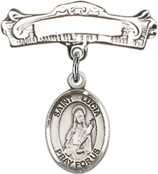 Sterling Silver Badge Pin St. Lucia of Syracuse Baby Badge - Engravable