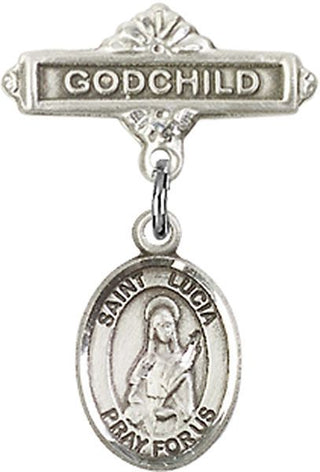 Sterling Silver Godchild St. Lucia of Syracuse Baby Badge - Engravable