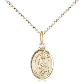 14kt Gold Saint Lazarus Medal Engraved Catholic Saint Jewelry