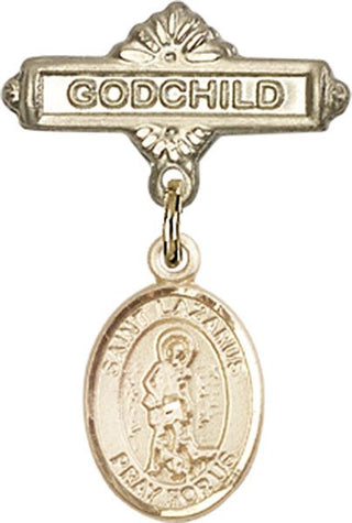 14kt Gold Filled Godchild St. Lazarus Baby Badge - Engravable