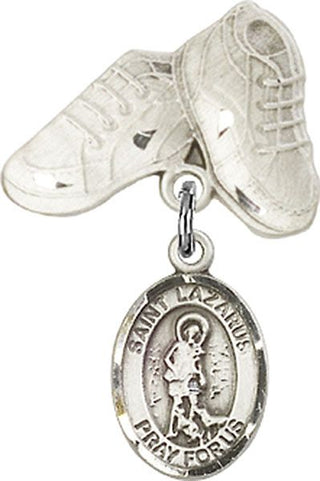 Sterling Silver Baby Boots St. Lazarus Baby Badge - Engravable