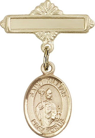 14kt Gold Filled Polished Badge Pin St. Kilian Baby Badge - Engravable