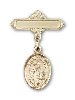 14kt Gold Polished Badge Pin St. Kilian Baby Badge - Engravable