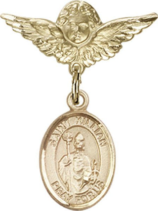 14kt Gold Small Angel w/Wings St. Kilian Baby Badge - Engravable