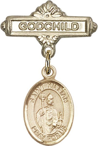14kt Gold Godchild St. Kilian Baby Badge - Engravable