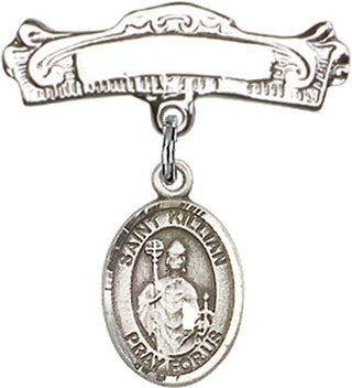 Sterling Silver Badge Pin St. Kilian Baby Badge - Engravable