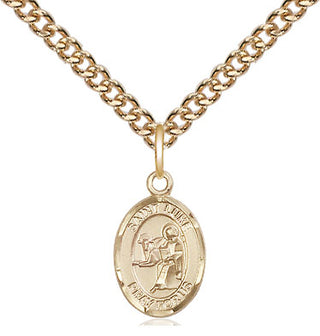 14kt Gold Saint Luke the Apostle Medal Engraved Catholic Saint Jewelry