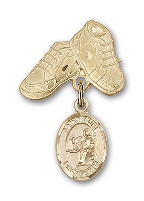 14kt Gold Filled Baby Boots St. Luke the Apostle Baby Badge - Engravable