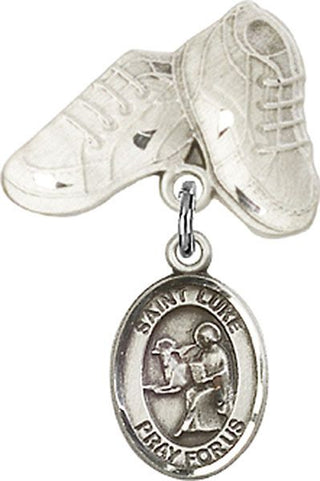 Sterling Silver Baby Boots St. Luke the Apostle Baby Badge - Engravable