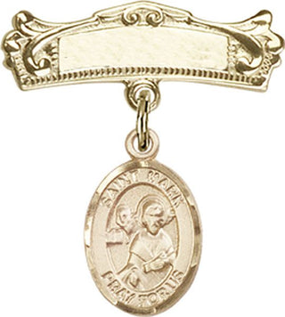 14kt Gold Filled Badge Pin St. Mark the Evangelist Baby Badge - Engravable
