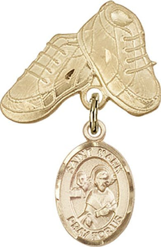 14kt Gold Filled Baby Boots St. Mark the Evangelist Baby Badge - Engravable