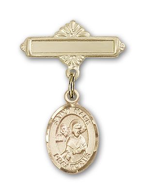 14kt Gold Polished Badge Pin St. Mark the Evangelist Baby Badge - Engravable