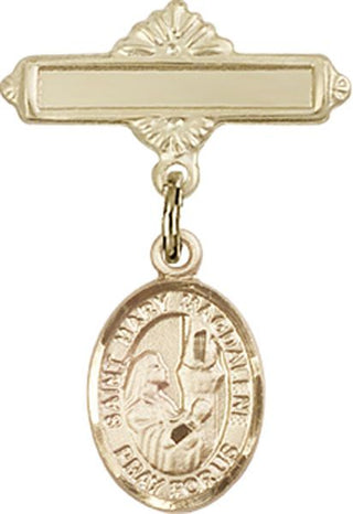 14kt Gold Filled Polished Badge Pin St. Mary Magdalene Baby Badge - Engravable