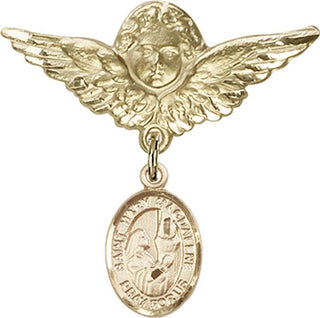 14kt Gold Large Angel w/Wings St. Mary Magdalene Baby Badge - Engravable