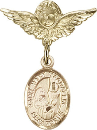 14kt Gold Small Angel w/Wings St. Mary Magdalene Baby Badge - Engravable