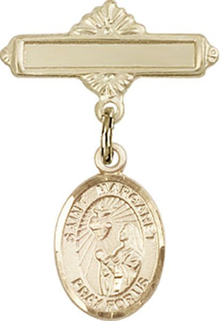 14kt Gold Filled Polished Badge Pin St. Margaret Mary Alacoque Baby Badge - Engravable