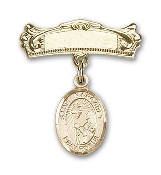 14kt Gold Filled Badge Pin St. Margaret Mary Alacoque Baby Badge - Engravable