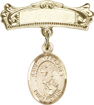 14kt Gold Badge Pin St. Margaret Mary Alacoque Baby Badge - Engravable