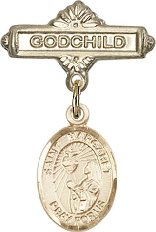 14kt Gold Godchild St. Margaret Mary Alacoque Baby Badge - Engravable
