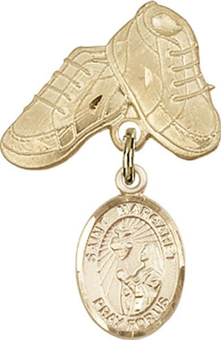 14kt Gold Baby Boots St. Margaret Mary Alacoque Baby Badge - Engravable