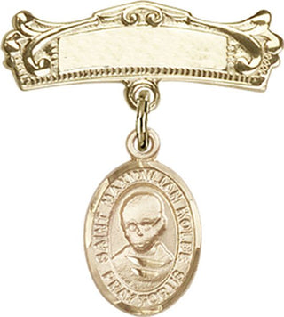 14kt Gold Filled Badge Pin St. Maximilian Kolbe Baby Badge - Engravable