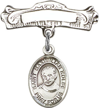 Sterling Silver Badge Pin St. Maximilian Kolbe Baby Badge - Engravable